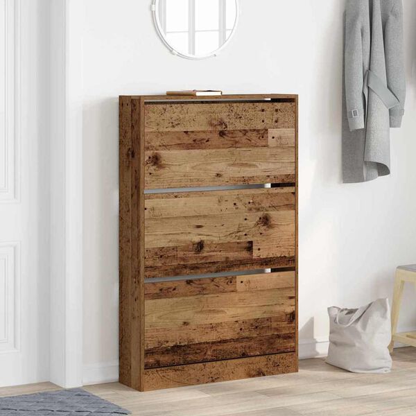vidaXL Cabinet &agrave; chaussures avec porte Bois ancien 80 x 21 x 125,5 cm