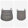 vidaXL Panier &agrave; Plantes avec stockage 2 pcs Gris Rattan Lacak