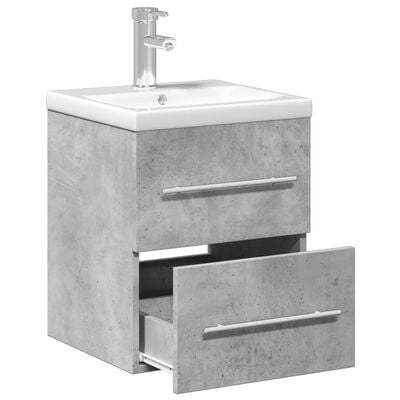 vidaXL Armoire lavabo de salle de bain avec bassin intégré gris béton