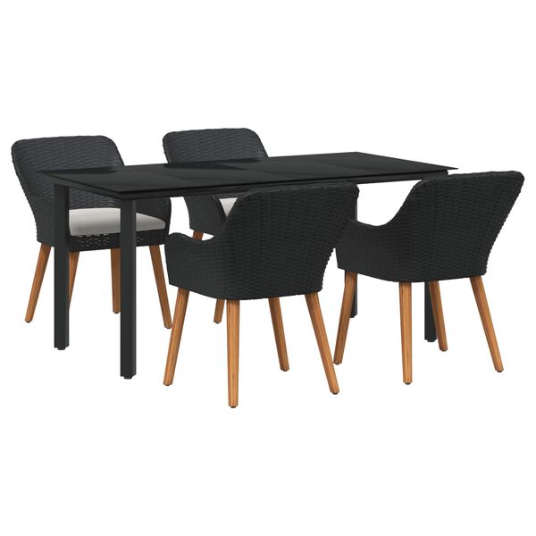 vidaXL Ensemble de salle &agrave; manger pour jardin 5 pcs Noir polyrotin