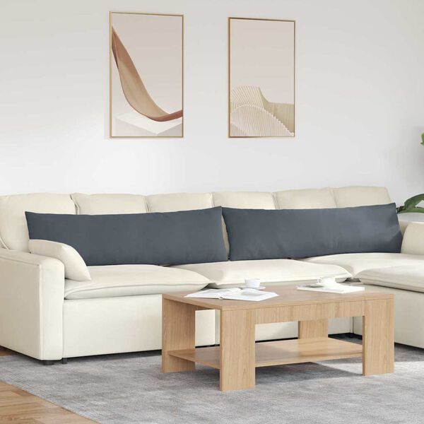 vidaXL Coussins de canap&eacute; 2 pcs Gris fonc&eacute; 145 x 40 cm