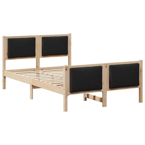 vidaXL Cadre de lit avec t&ecirc;te de lit Noir 120 x 190 cm tissu