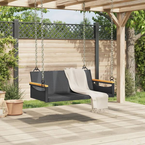 vidaXL Balancelle noir 109x62x40 cm r&eacute;sine tress&eacute;e