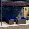 vidaXL Salon de jardin 13 pcs avec coussins Gris R&eacute;sine tress&eacute;e