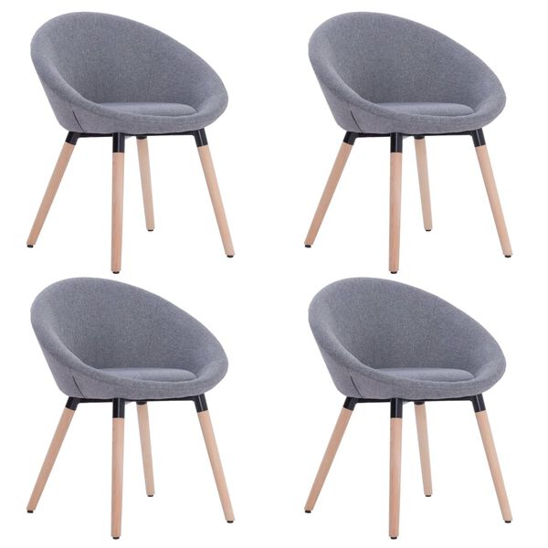 vidaXL Chaises &agrave; manger lot de 4 gris clair tissu