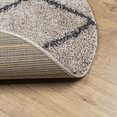 vidaXL Tapis shaggy à poils longs moderne beige et anthracite Ø 200 cm