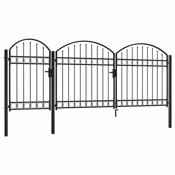 vidaXL Portail de jardin avec dessus arqué Acier 2,25 x 4 m Noir