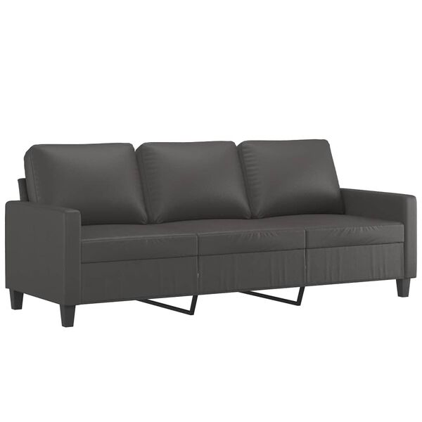 vidaXL Canap&eacute; &agrave; 3 places avec repose-pieds Gris 180 cm Similicuir