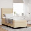 vidaXL Lit &agrave; ressort LED avec matelas Cr&egrave;me 90 x 190 cm tissu