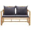 vidaXL Banc de jardin avec coussins 115 cm Bambou