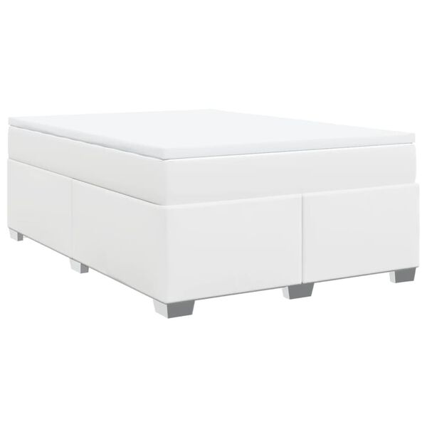 vidaXL Sommier &agrave; lattes de lit avec matelas Blanc 160x200cm Similicuir
