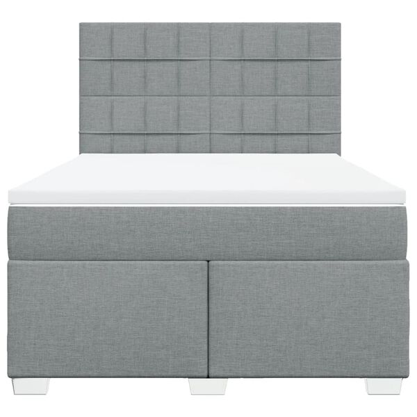 vidaXL Sommier &agrave; lattes de lit avec matelas Gris clair 140x190cm Tissu