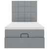 vidaXL Lit ottoman avec matelas et LED gris clair 90x200 cm tissu