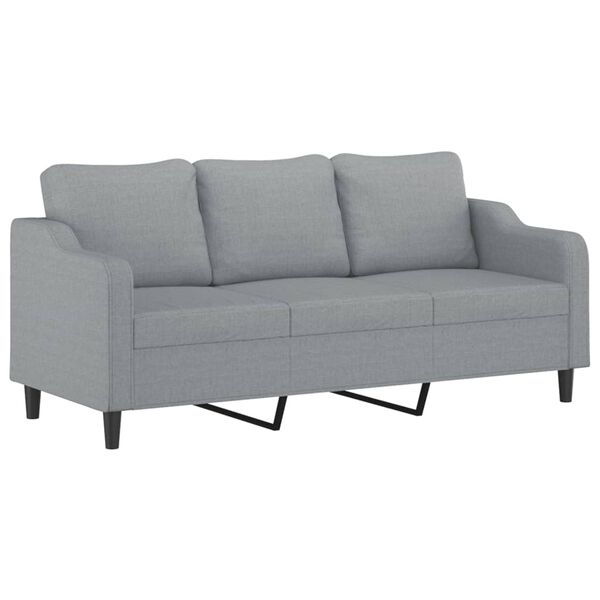 vidaXL Canapé à 3 places avec repose-pieds Gris clair 180 cm Tissu