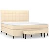 vidaXL Sommier &agrave; lattes de lit avec matelas Cr&egrave;me 160x200 cm Tissu