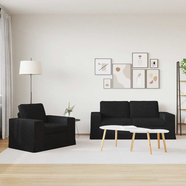 vidaXL Canap&eacute; 140cm 2 pcs Noir M&eacute;tал