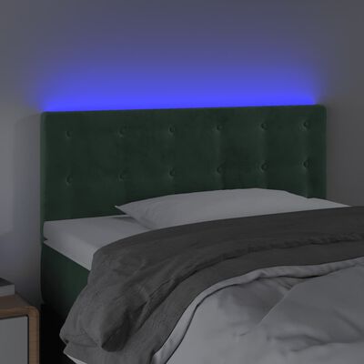 vidaXL Tête de lit à LED Vert foncé 100x5x78/88 cm Velours
