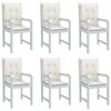 vidaXL Coussins de chaise &agrave; dossier bas lot de 6 cr&egrave;me m&eacute;lang&eacute; tissu