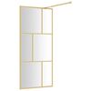 vidaXL Paroi de douche avec verre ESG transparent dor&eacute; 90x195 cm