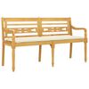 vidaXL Banc Batavia avec coussin cr&egrave;me 150 cm Bois de teck massif
