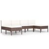vidaXL Salon de jardin 6 pcs avec coussins R&eacute;sine tress&eacute;e Marron