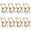 vidaXL Chaises de jardin pliantes lot de 8 beige tissu et bois massif