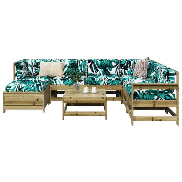 vidaXL Salon de jardin 8 pcs bois de pin impr&eacute;gn&eacute;