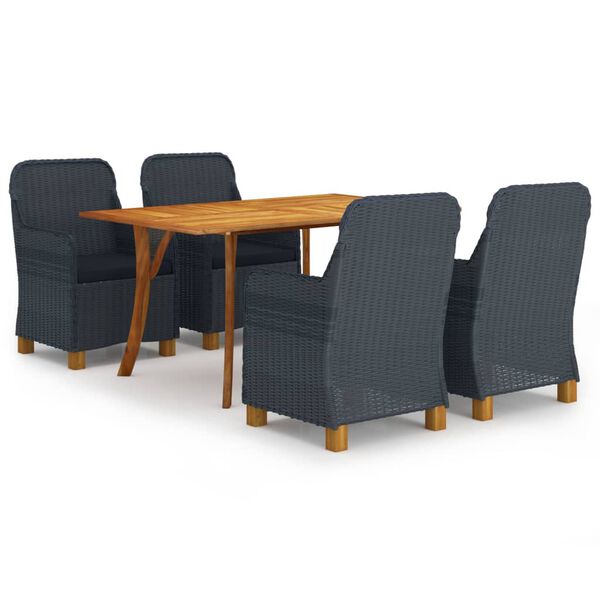 vidaXL Ensemble &agrave; manger de jardin 5 pcs Gris fonc&eacute;
