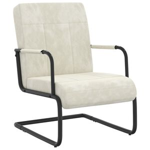 vidaXL Chaise cantilever Blanc cr&egrave;me Velours
