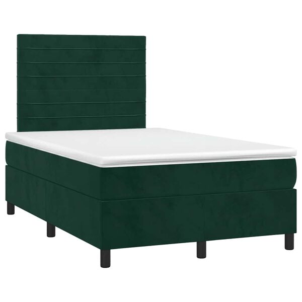 vidaXL Sommier &agrave; lattes de lit avec matelas LED vert fonc&eacute; 120x190 cm