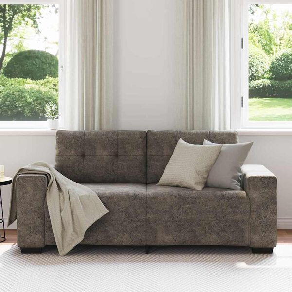 vidaXL | Canap&eacute; Loveseat | avec coussin Gris fonc&eacute; Cuir artificiel