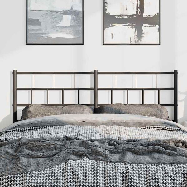 vidaXL T&ecirc;te de lit de remplacement m&eacute;tal noir 135 cm