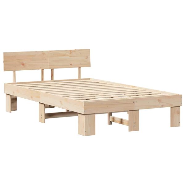 vidaXL Cadre de lit avec t&ecirc;te de lit Naturel 120 x 200 cm Pin massif