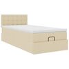 vidaXL Lit ottoman avec matelas cr&egrave;me 100x200 cm tissu