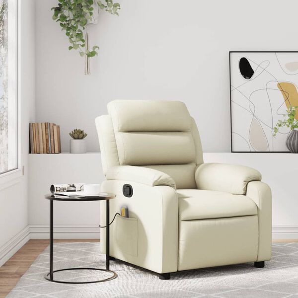 vidaXL Fauteuil de massage inclinable crème similicuir