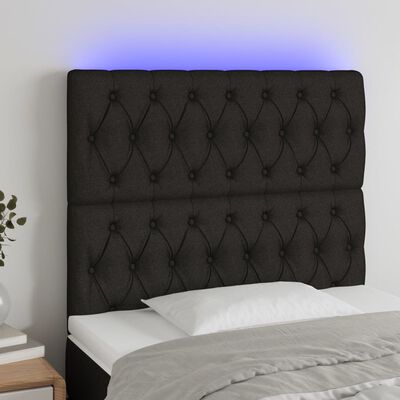 vidaXL Tête de lit à LED Noir 100x7x118/128 cm Tissu