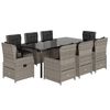 vidaXL Ensemble &agrave; manger de jardin et coussins 9 pcs gris clair rotin