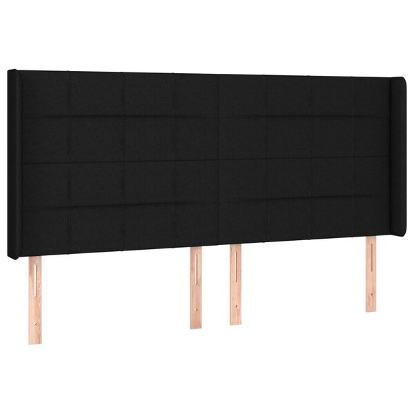 vidaXL T&ecirc;te de lit avec oreilles Noir 203x16x118/128 cm Tissu
