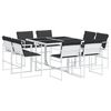 vidaXL Ensemble &agrave; manger de jardin avec coussins 9 pcs blanc textil&egrave;ne