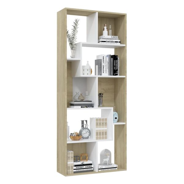 vidaXL Biblioth&egrave;que Blanc ch&ecirc;ne sonoma 67x24x161 cm Bois d'ing&eacute;nierie