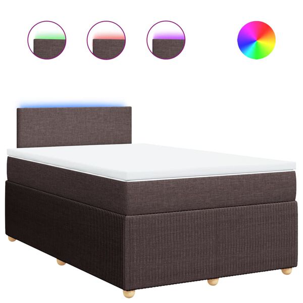 vidaXL Sommier &agrave; lattes de lit et matelas marron fonc&eacute; 120x190cm tissu