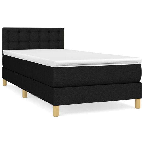 vidaXL Sommier &agrave; lattes de lit et matelas Noir 80x200 cm Tissu