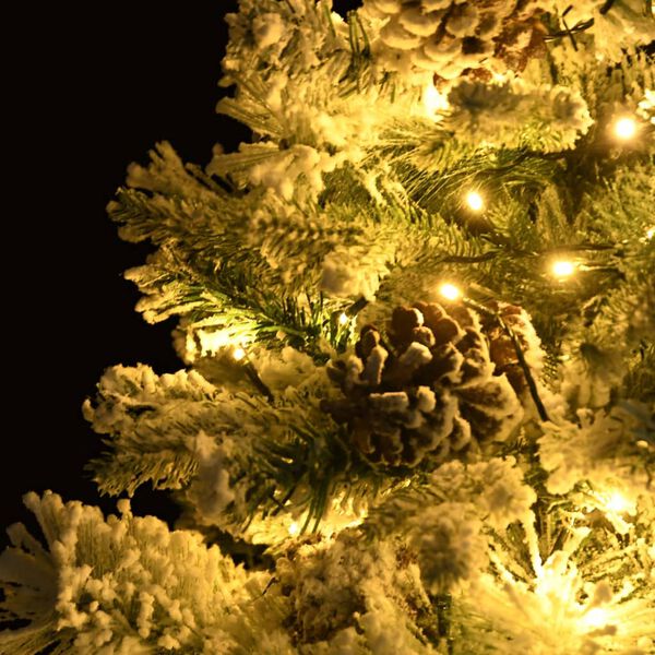 vidaXL Sapin de No&euml;l pr&eacute;-&eacute;clair&eacute; avec neige floqu&eacute;e/c&ocirc;nes 120cm PVC/PE