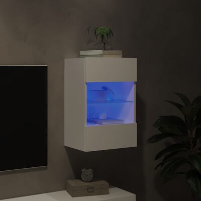 vidaXL Meuble TV mural avec lumières LED blanc 40x30x60,5 cm