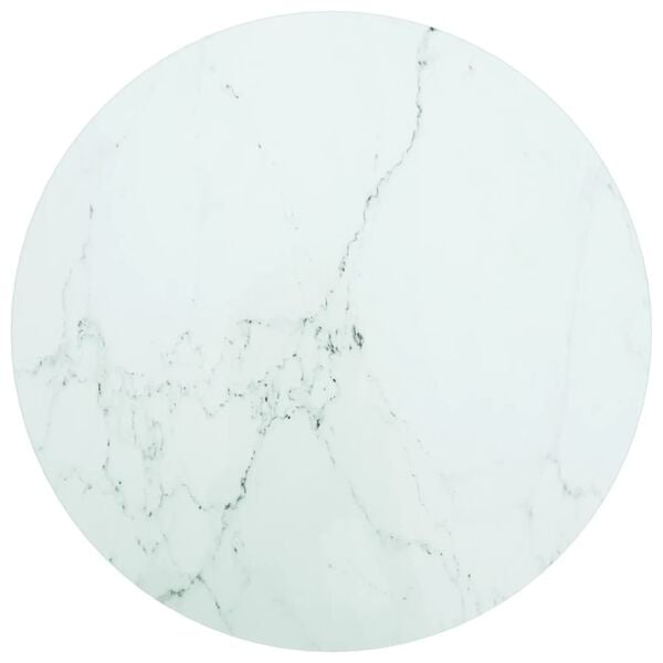 vidaXL Dessus de table blanc Ø50x0,8cm verre trempé avec design marbre