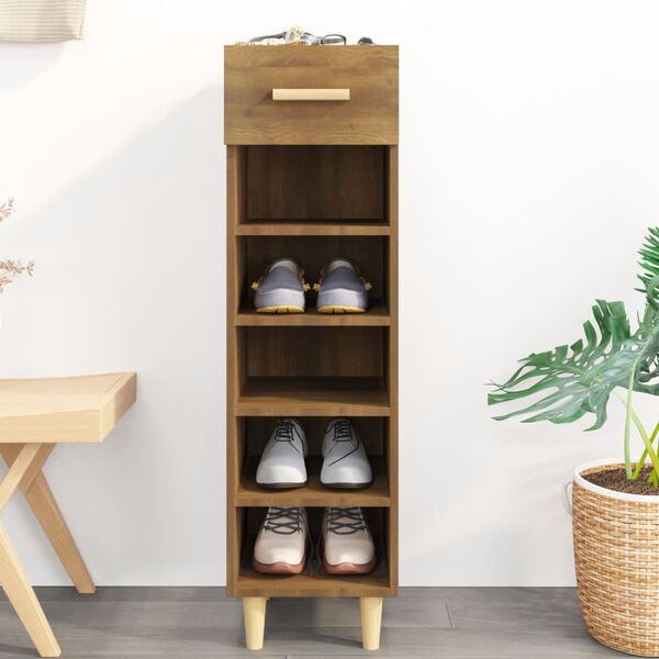 vidaXL Meuble &agrave; chaussures Ch&ecirc;ne marron 30x35x105 cm Bois d'ing&eacute;nierie