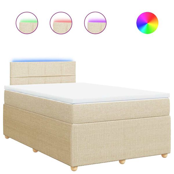 vidaXL Sommier &agrave; lattes de lit avec matelas Cr&egrave;me 120x200 cm Tissu