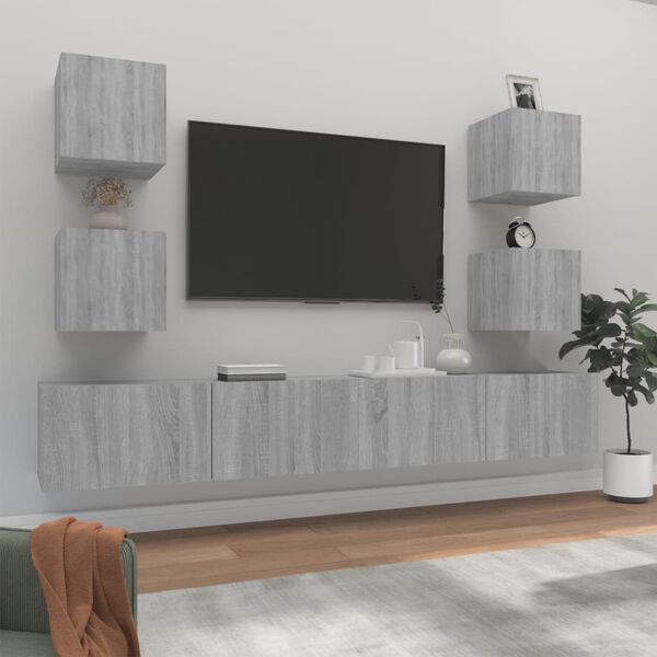 vidaXL Ensemble de meubles TV 6 pcs Sonoma gris Bois d'ing&eacute;nierie