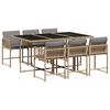vidaXL Ensemble &agrave; manger de jardin coussins 7 pcs m&eacute;lange beige rotin