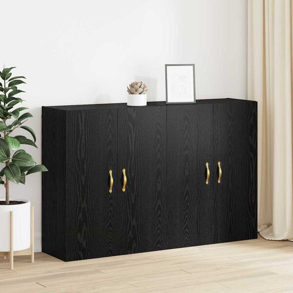vidaXL Armoire Murale Montage mural 2 pcs Ch&ecirc;ne noir 69,5 x 34 x 90 cm